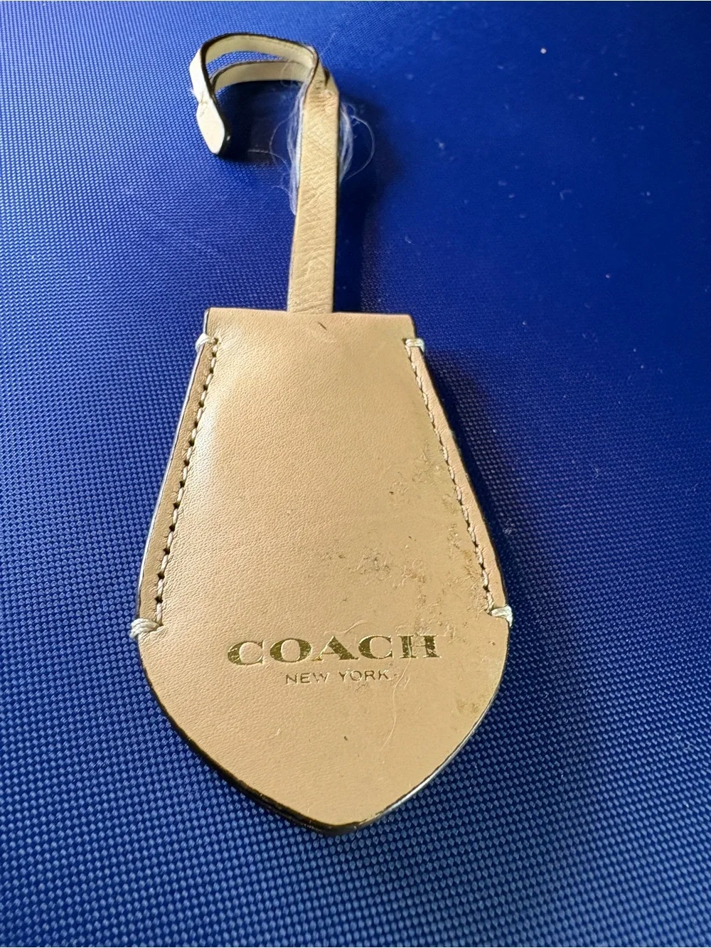 Coach Beige and Brown Leather Tag & Keychain Set